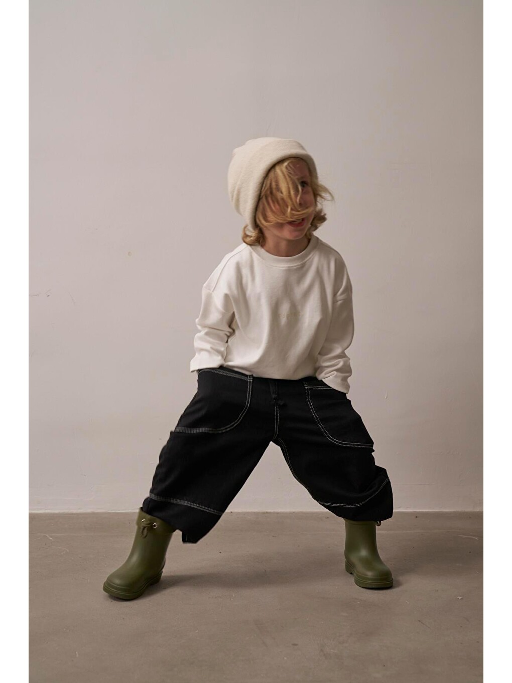 Siyah Cep Detaylı Unisex Jean Pantolon-6