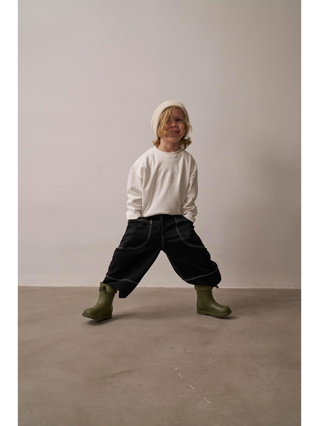 Siyah Cep Detaylı Unisex Jean Pantolon-7