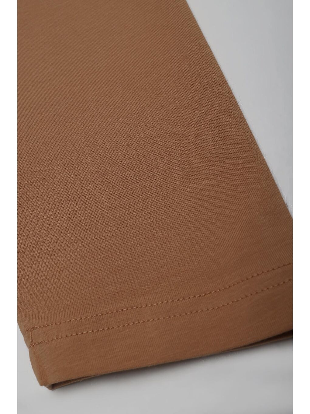 Bej Camel Pamuklu Fırfırlı Cepli Penye Elbise-4