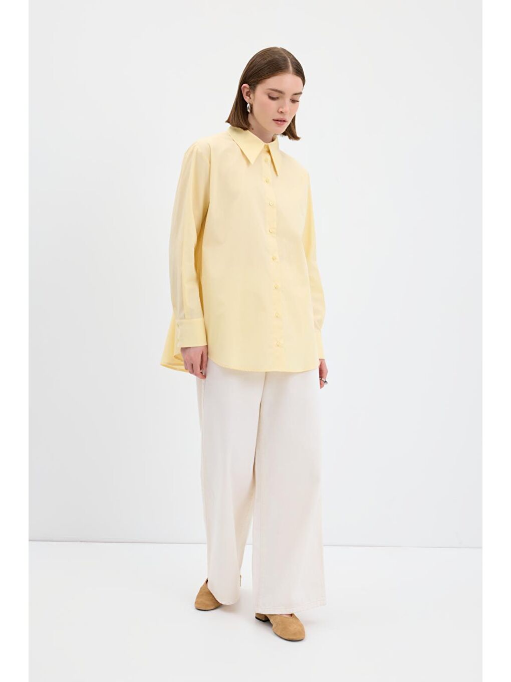 Pamuk Basic Gömlek Sarı-1
