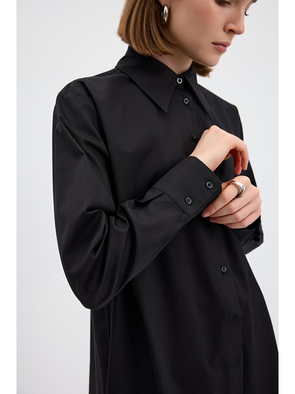 Pamuk Basic Gömlek Siyah-3