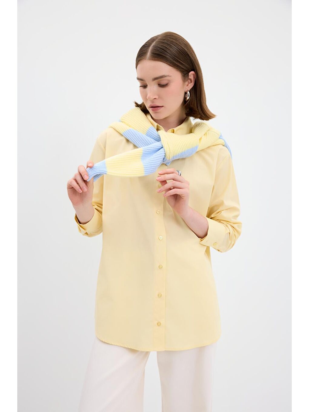 Pamuk Basic Gömlek Sarı-2