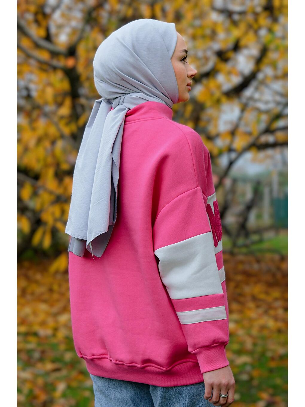 Önü Fermuarlı Sweat Fuşya-4