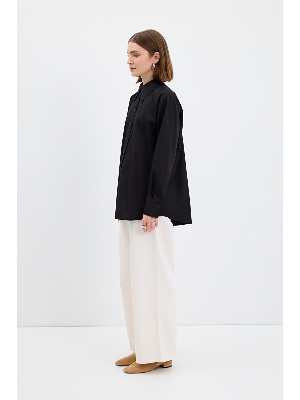 Pamuk Basic Gömlek Siyah-4