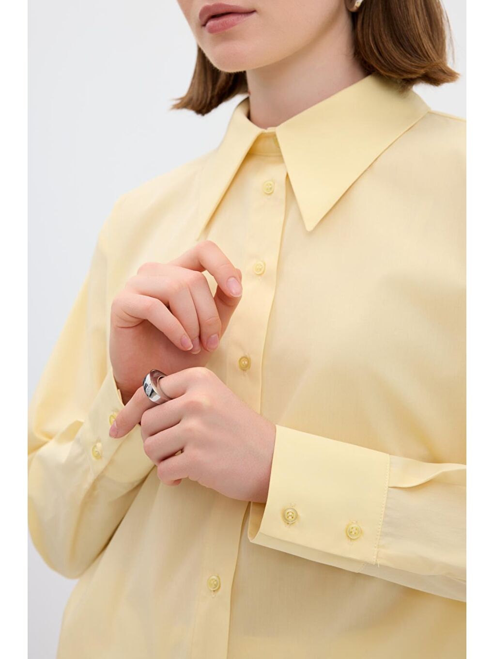 Pamuk Basic Gömlek Sarı-4