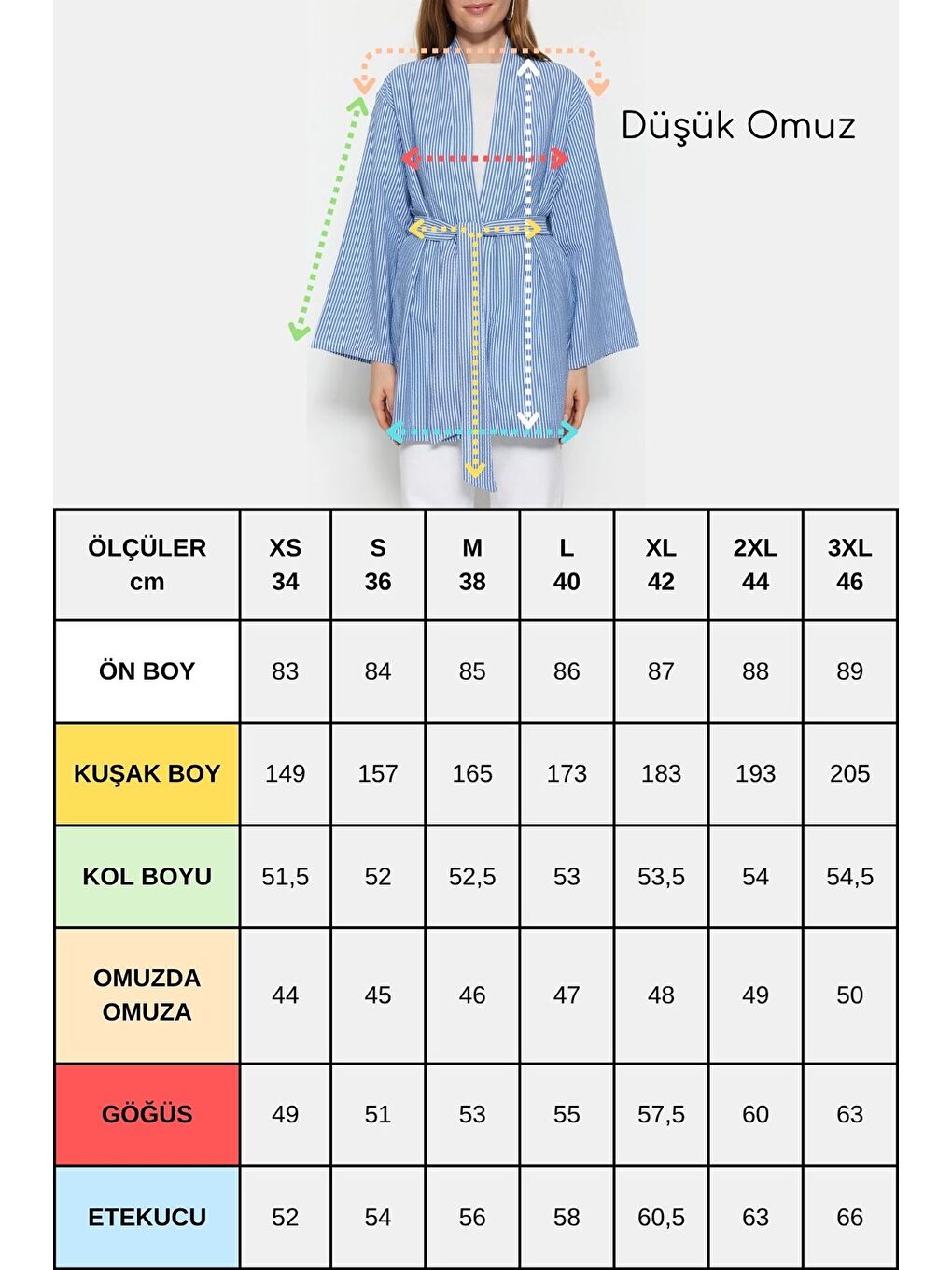 Sarı Kadın Dikey Çizgili Geniş Kollu Yazlık Relaxed Kimono-1