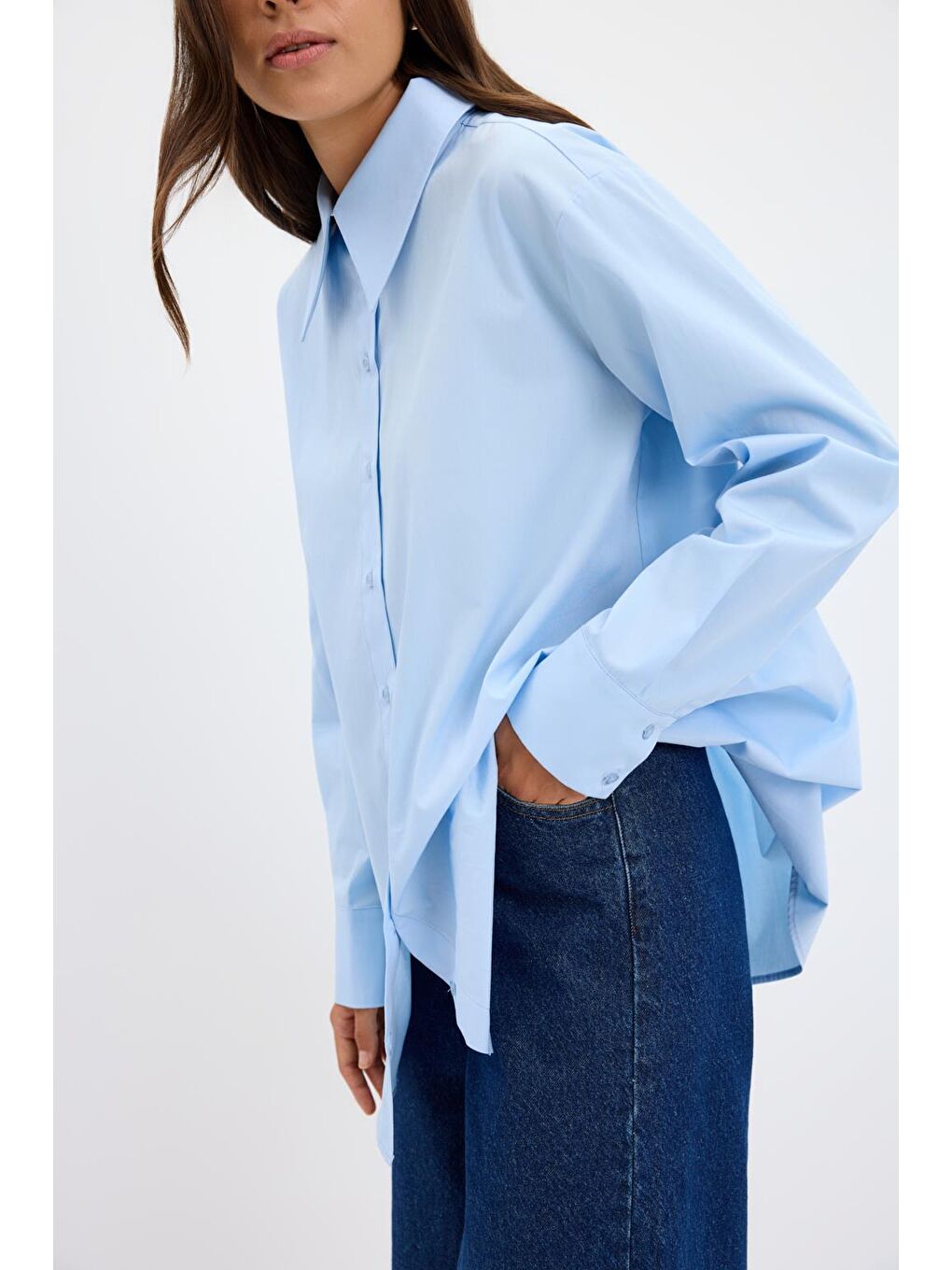 Pamuk Basic Gömlek Mavi-3