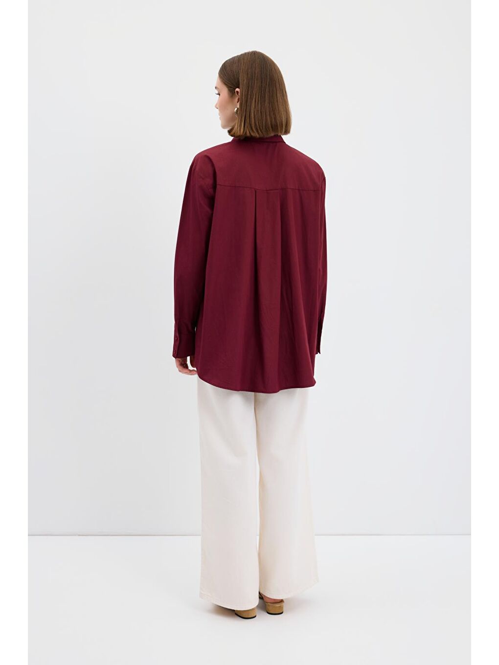 Pamuk Basic Gömlek Bordo-5