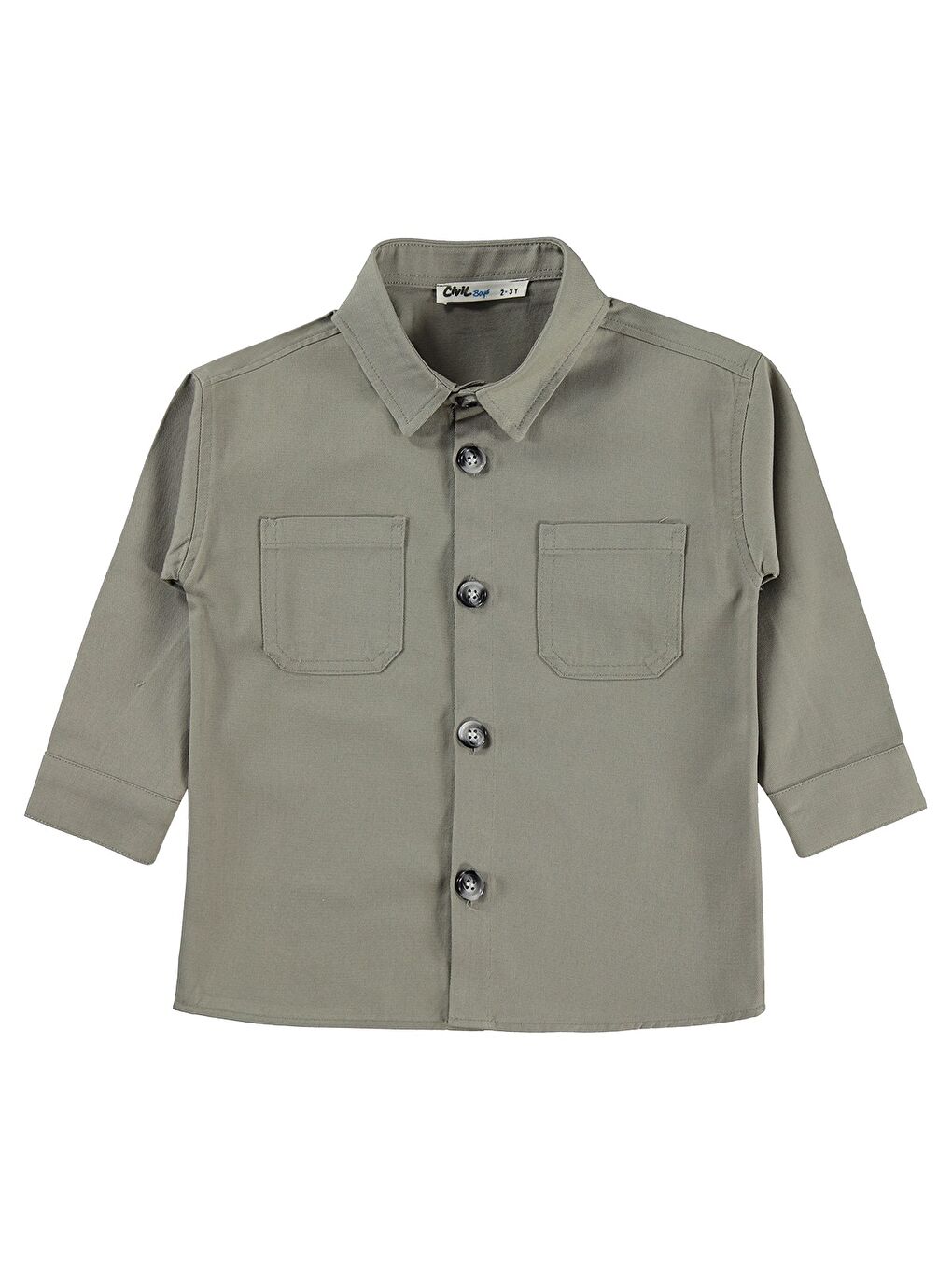 Boys Çift Cepli Tişörtlü 2-5 Yaş Gömlek - Gri 2-3 Yaş-1