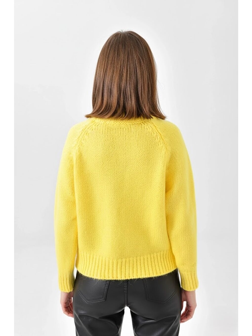 Sarı Kadın Balıkçı Yaka Kaşkorse Triko Kazak-3