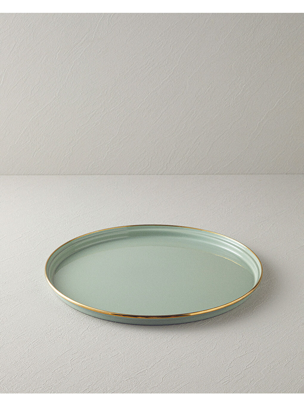 Yeşil Isidora Emaye Yuvarlak Tepsi Açık Mint