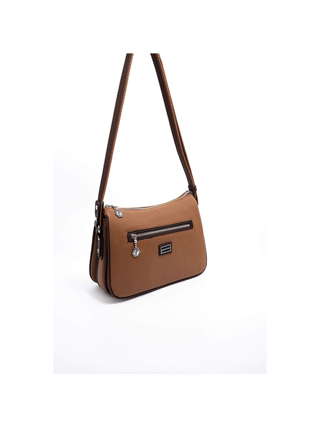 Kahverengi Kadın Çapraz Çanta 818-45669 SILVER POLO ÇAPRAZ BAYAN ÇANTASI M86 KARAMEL-MAT KAHVE-1
