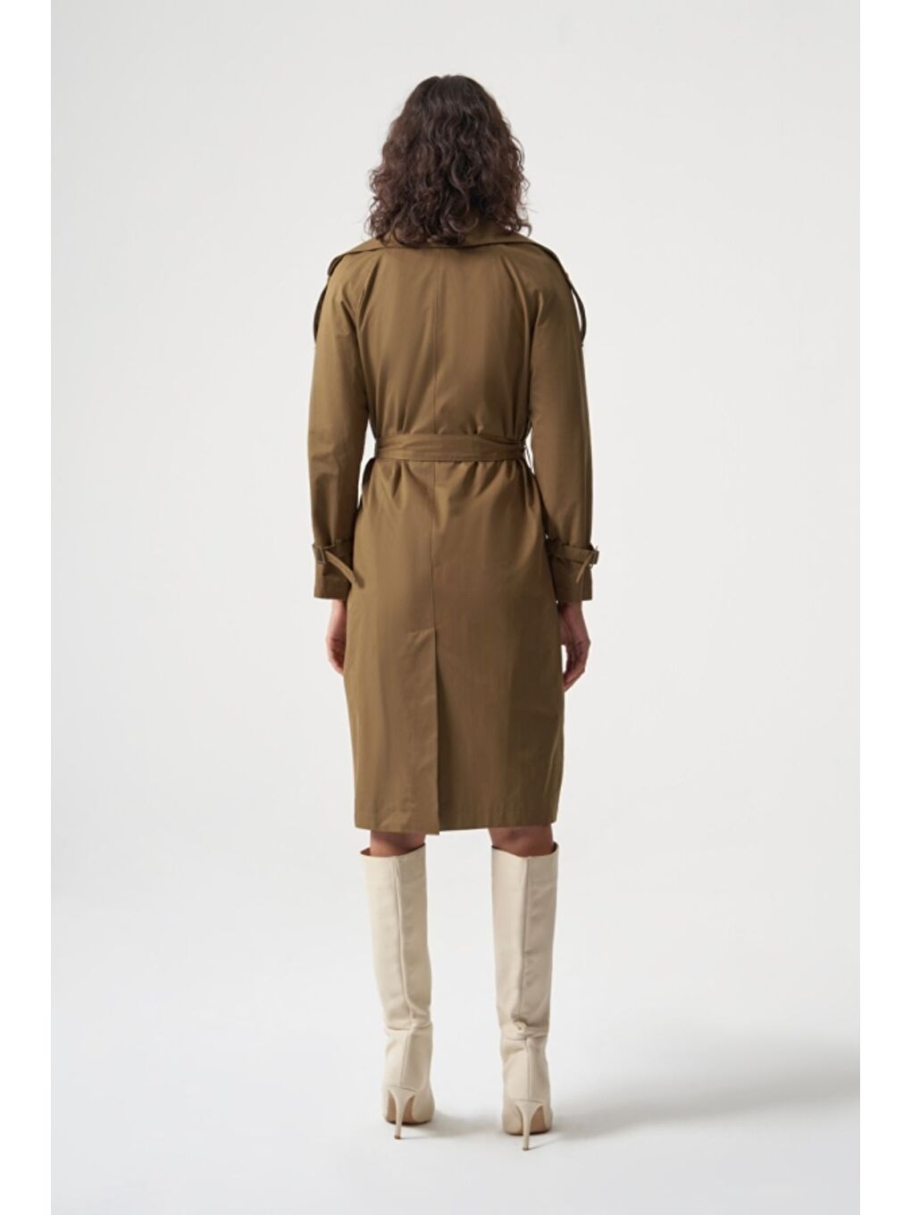 MZL Haki Pamuk Karışımlı Klasik Mac Trençkot-3