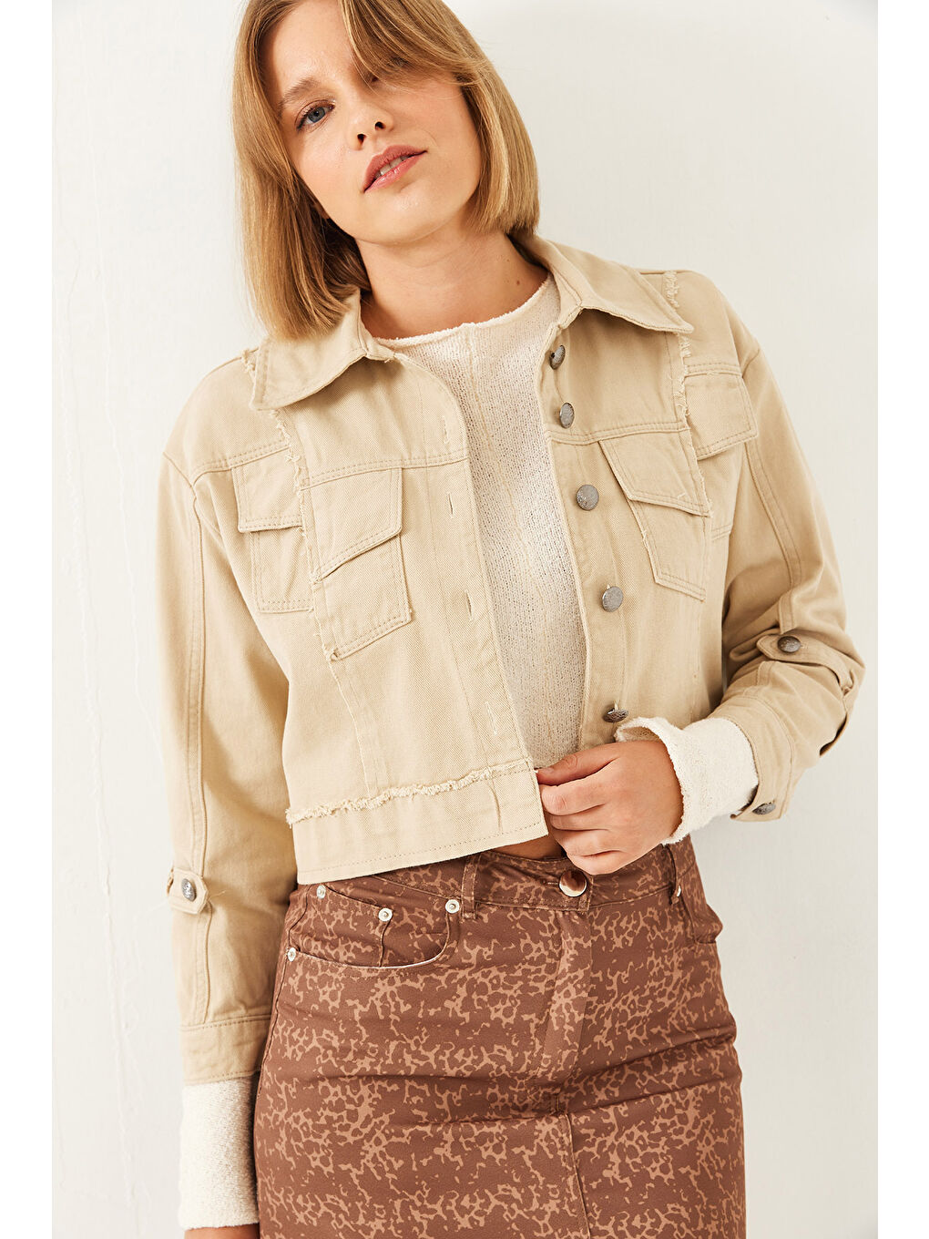 Bej Kadın Tasarım Ceket MBMS-1