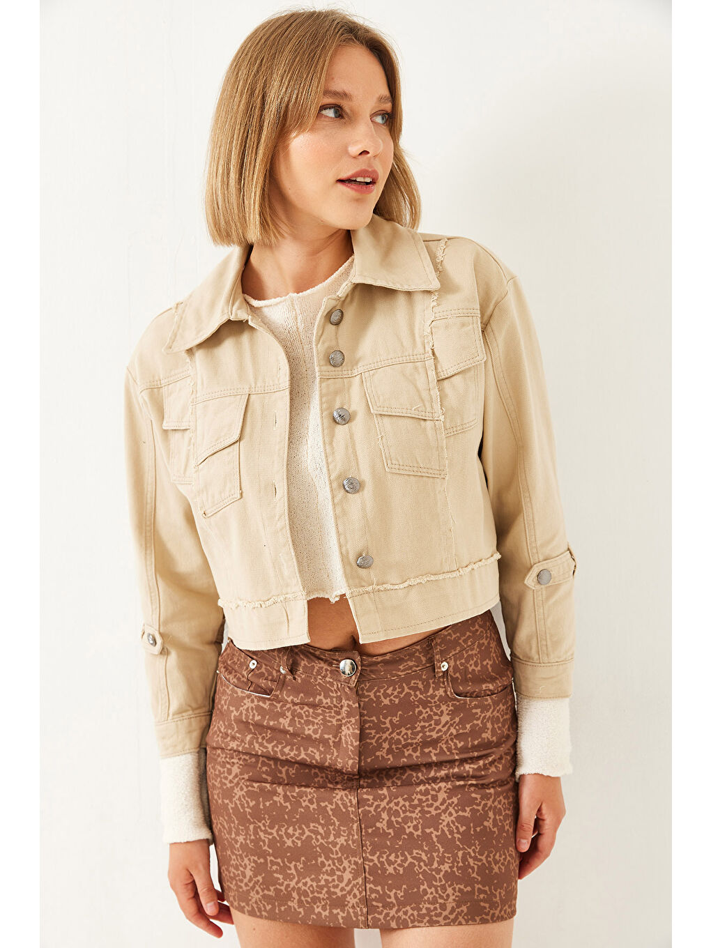 Bej Kadın Tasarım Ceket MBMS-4