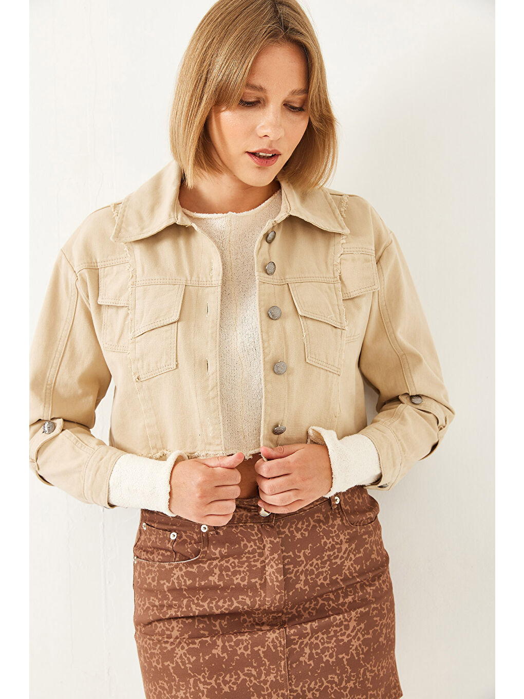 Bej Kadın Tasarım Ceket MBMS-5