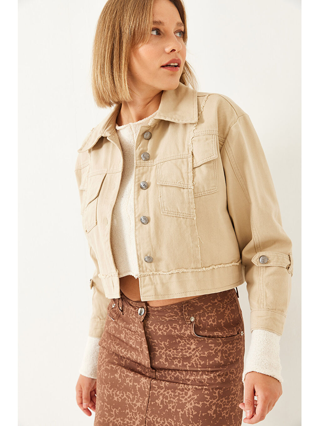 Bej Kadın Tasarım Ceket MBMS-6