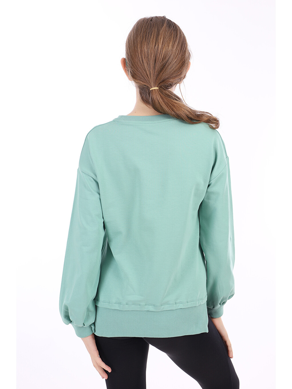 Yeşil Kız Çocuk Baskılı Sweatshirt-1