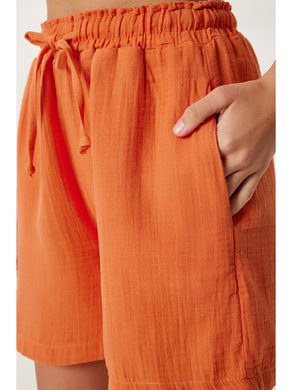Turuncu Cepli Müslin Şort ORANJ LMX0011-3
