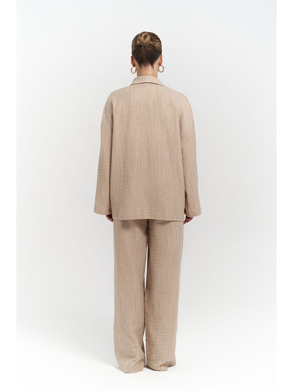 Anya Bej Kimono Pantolon Takım-2