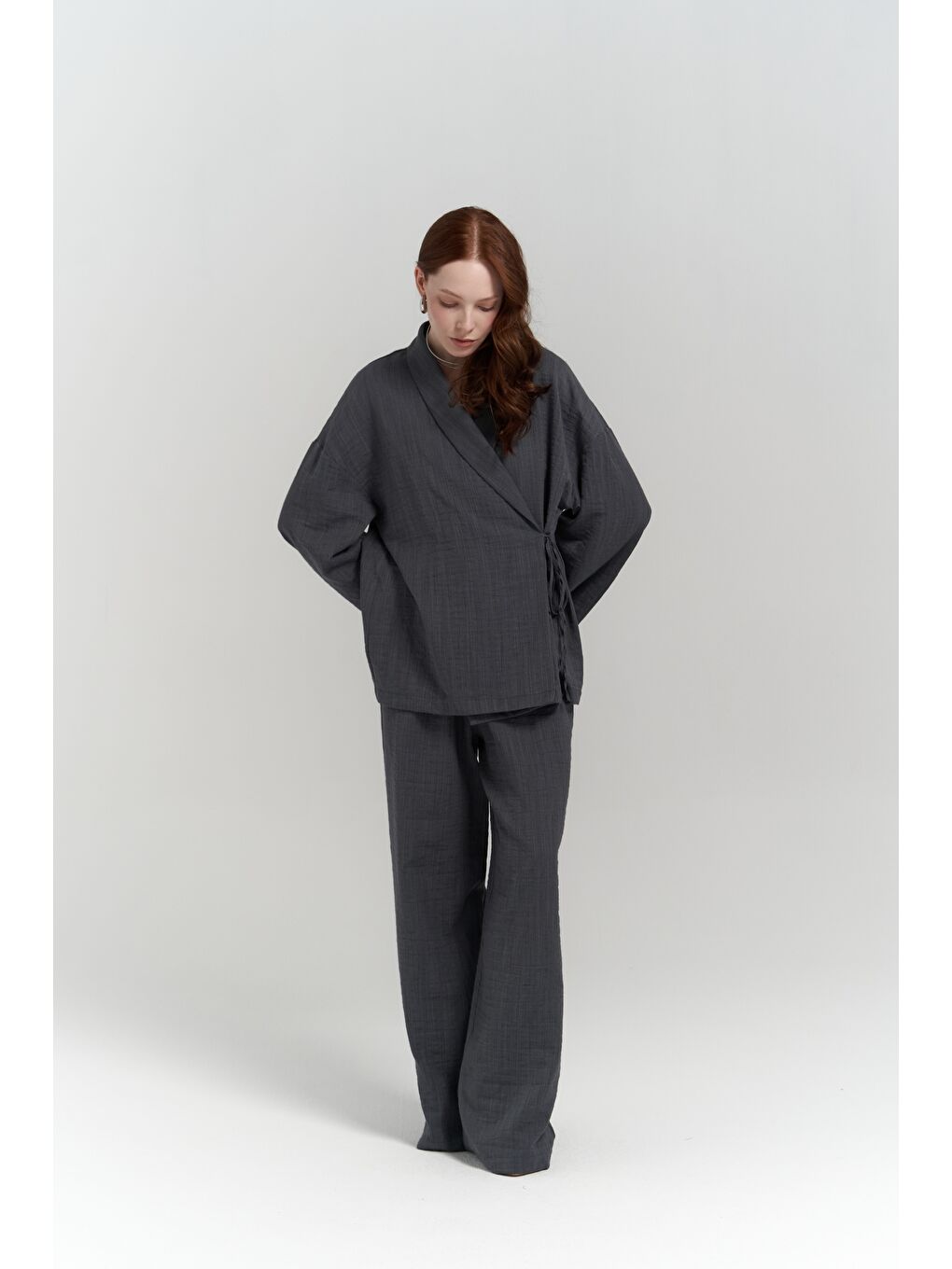 Anya Kimono Pantolon Antrasit Takım