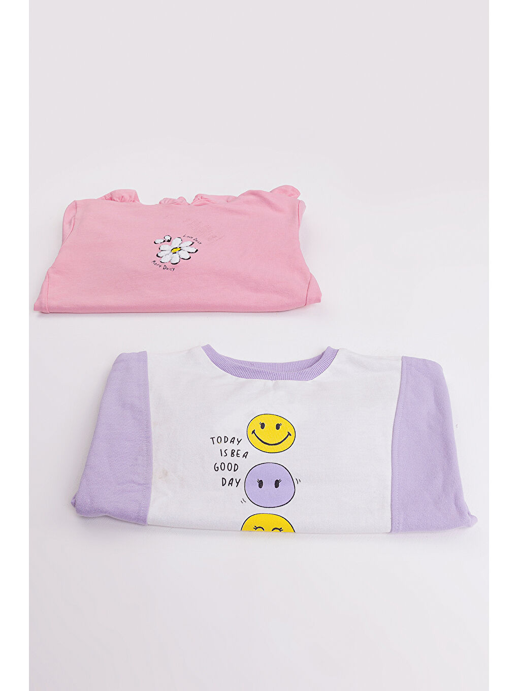 Lila Kız Çocuk 2'li Paket Basic Sweatshirt-2
