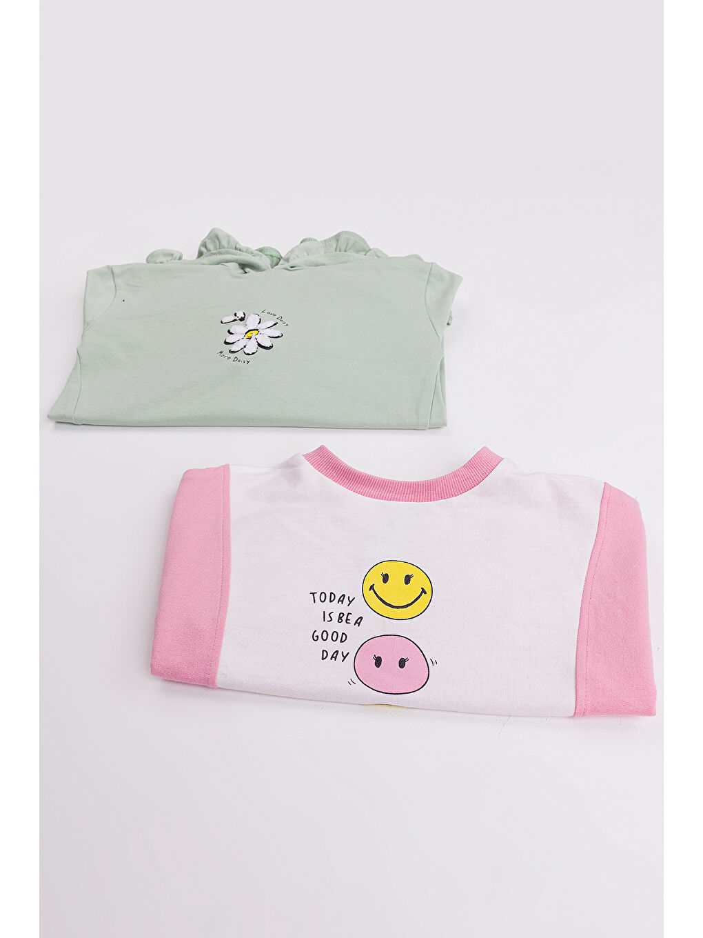Pembe Kız Çocuk 2'li Paket Basic Sweatshirt-2