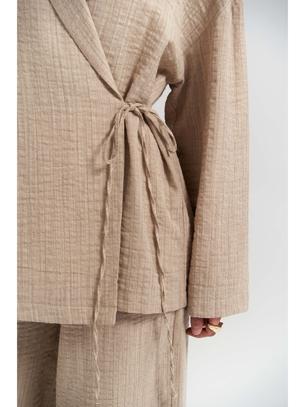 Anya Bej Kimono Pantolon Takım-5