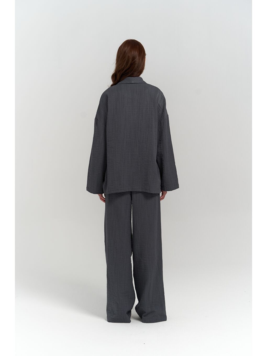 Anya Kimono Pantolon Antrasit Takım-2