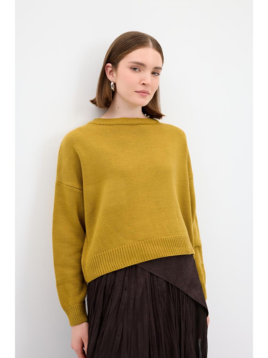 Basic Triko Kazak Yağ Yeşili