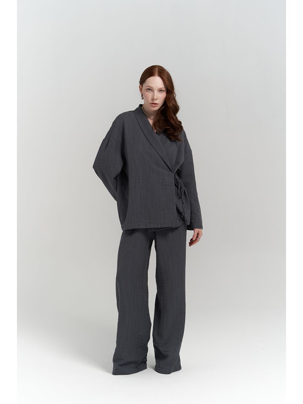 Anya Kimono Pantolon Antrasit Takım-3