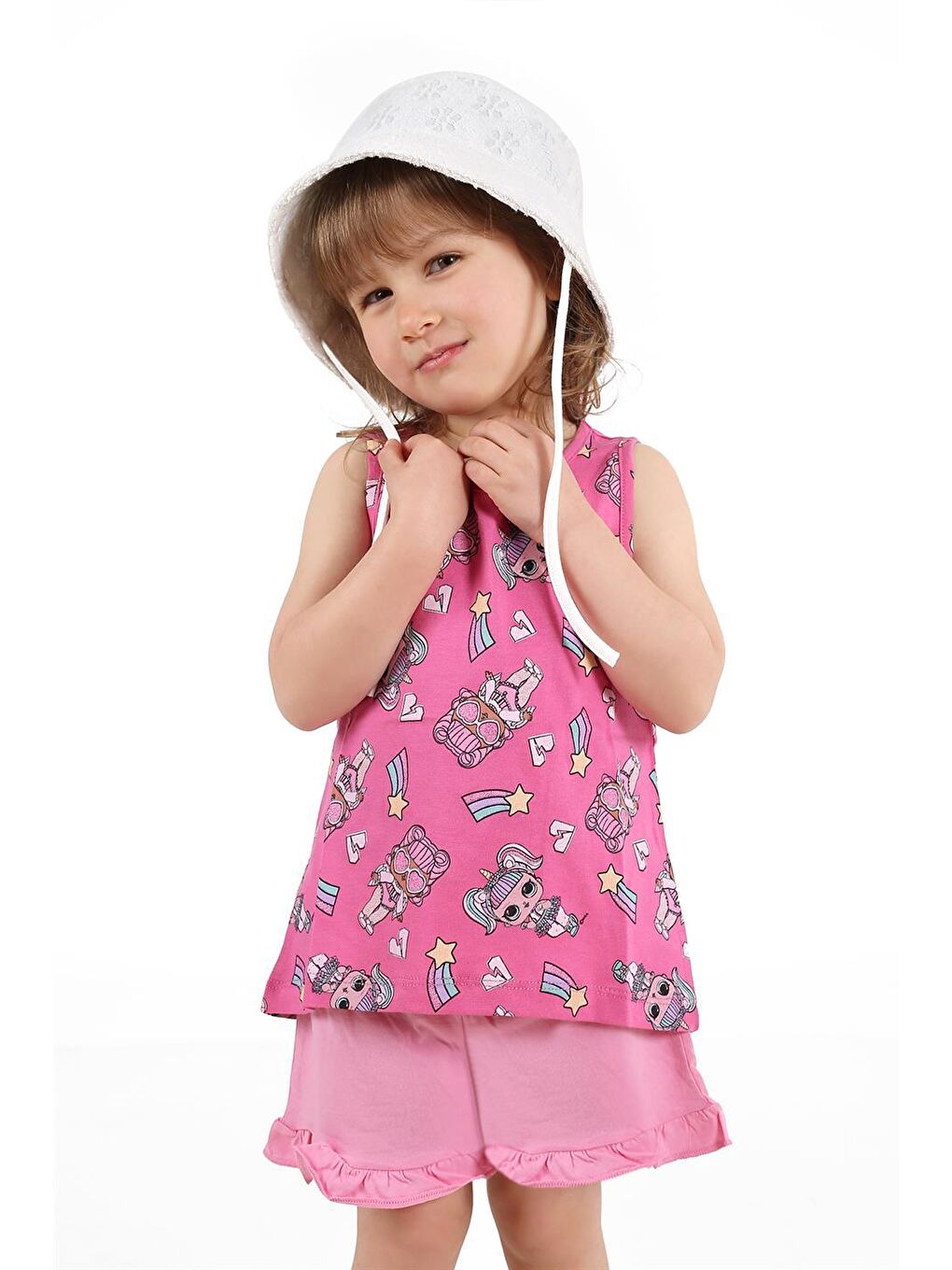 Pembe Kız Çocuk Lol Bebek Baskılı Suprem Alt Üst Takım-1