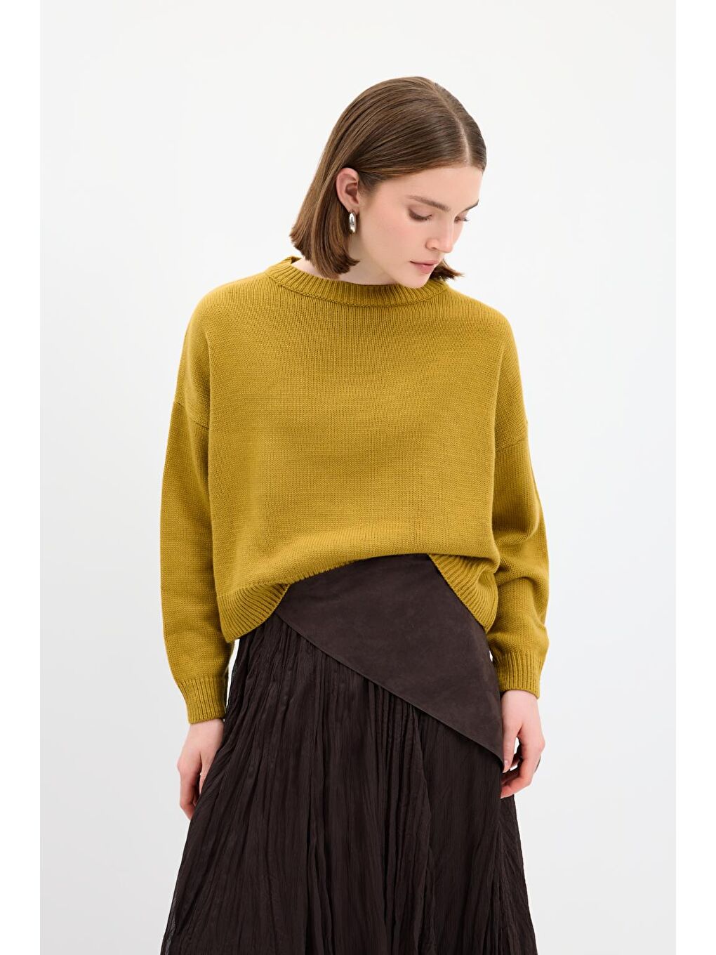 Basic Triko Kazak Yağ Yeşili-1