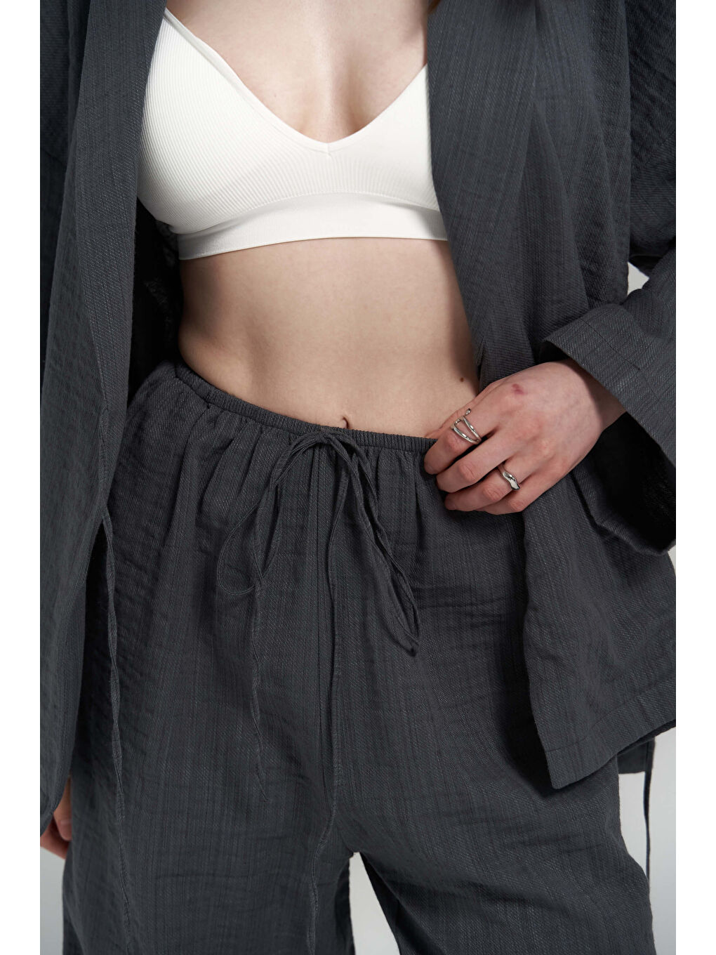 Anya Kimono Pantolon Antrasit Takım-4
