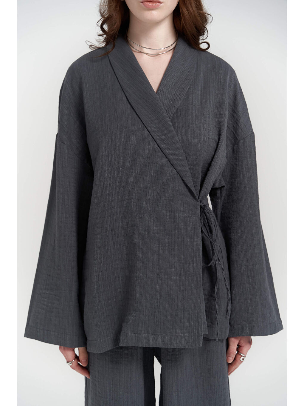 Anya Kimono Pantolon Antrasit Takım-5