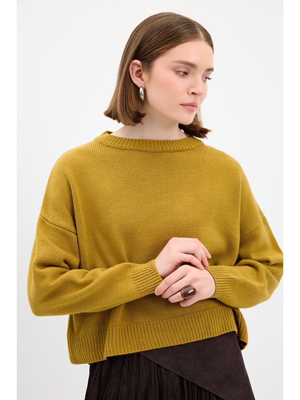 Basic Triko Kazak Yağ Yeşili-2