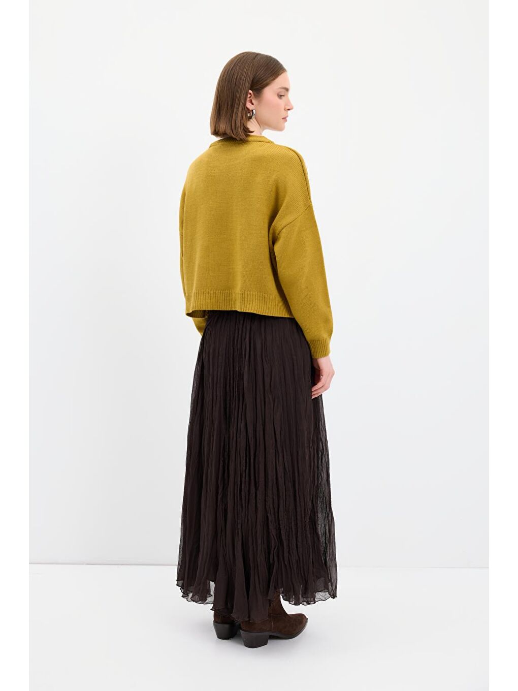 Basic Triko Kazak Yağ Yeşili-4