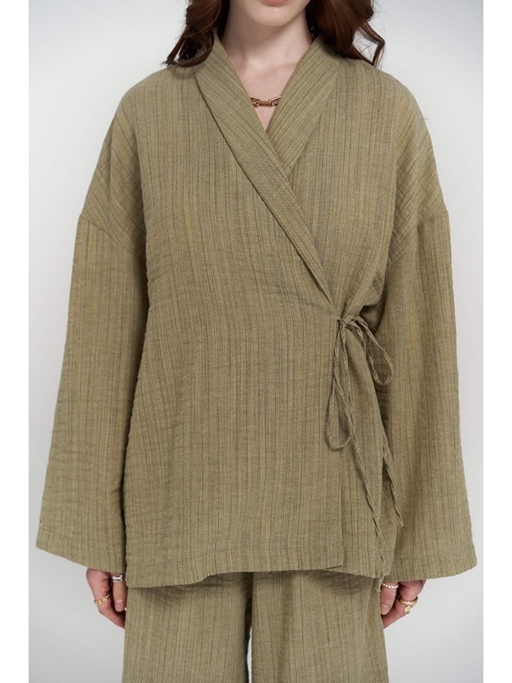 Anya Haki Kimono Pantolon Takım-5