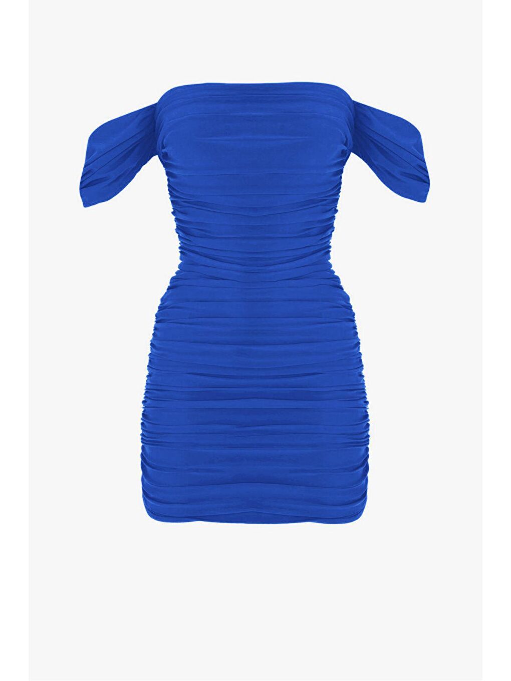 Lacivert Degaje Kollu Drapeli Mini Elbise