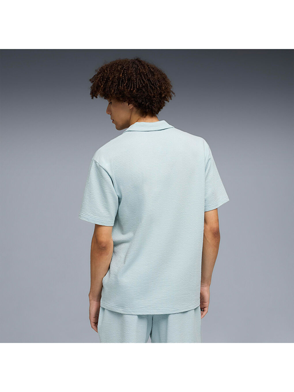 Essential Elevated Material Erkek Mavi Polo Yaka Tişört-1