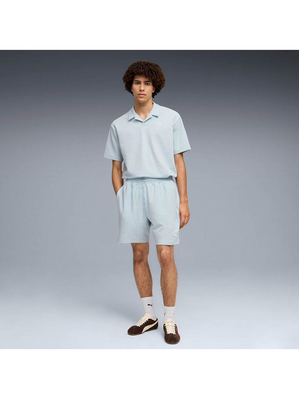 Essential Elevated Material Erkek Mavi Polo Yaka Tişört-2