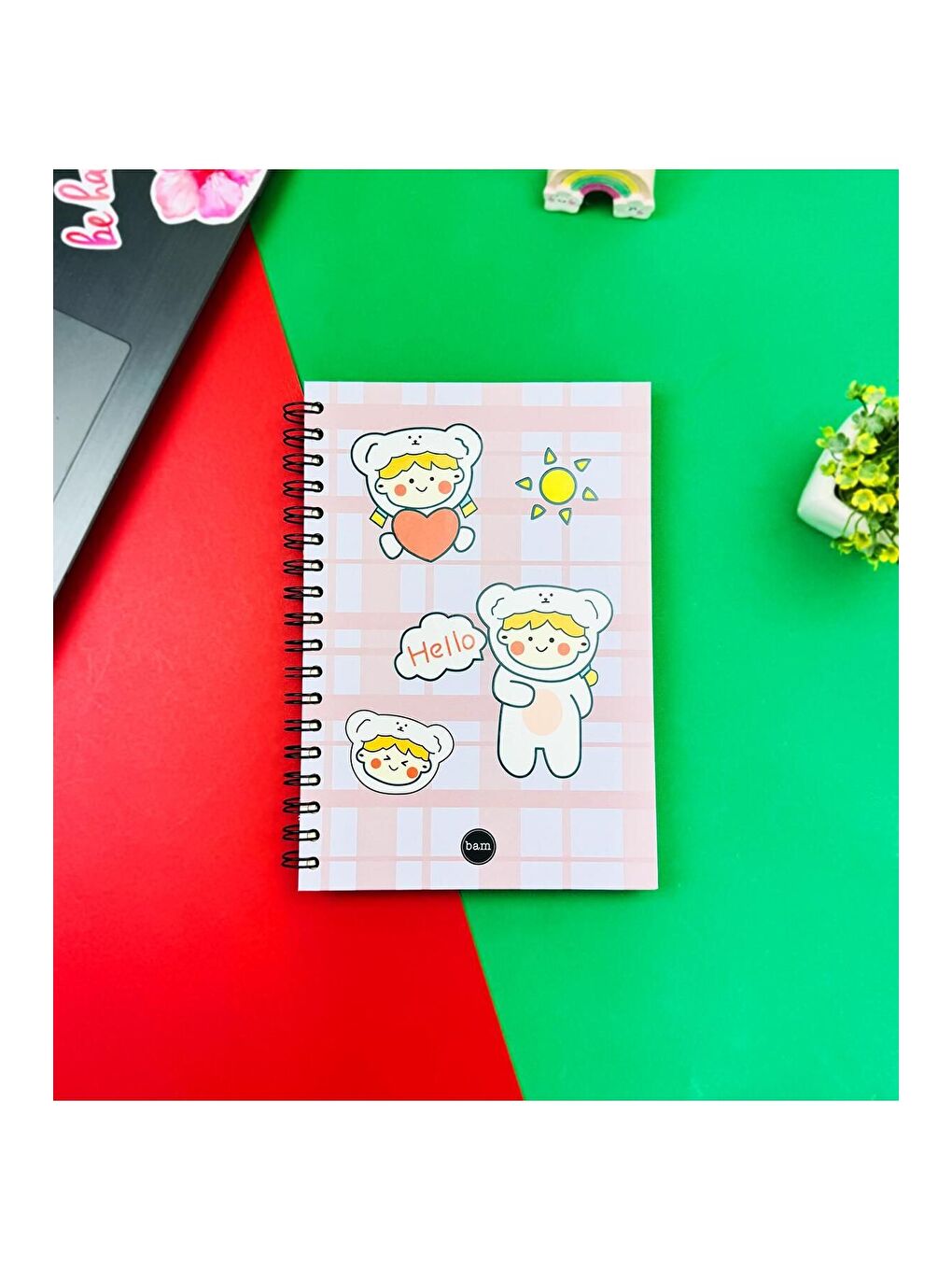 BAM HEDİYELİK EŞYA Kawaii Girl Tasarımlı Spiralli Defter