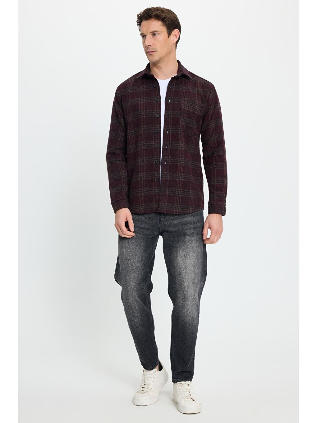 Karışık Erkek Regular Fit Klasik Kesim Büyük Kareli Tep Cepli Oduncu Gömlek-3