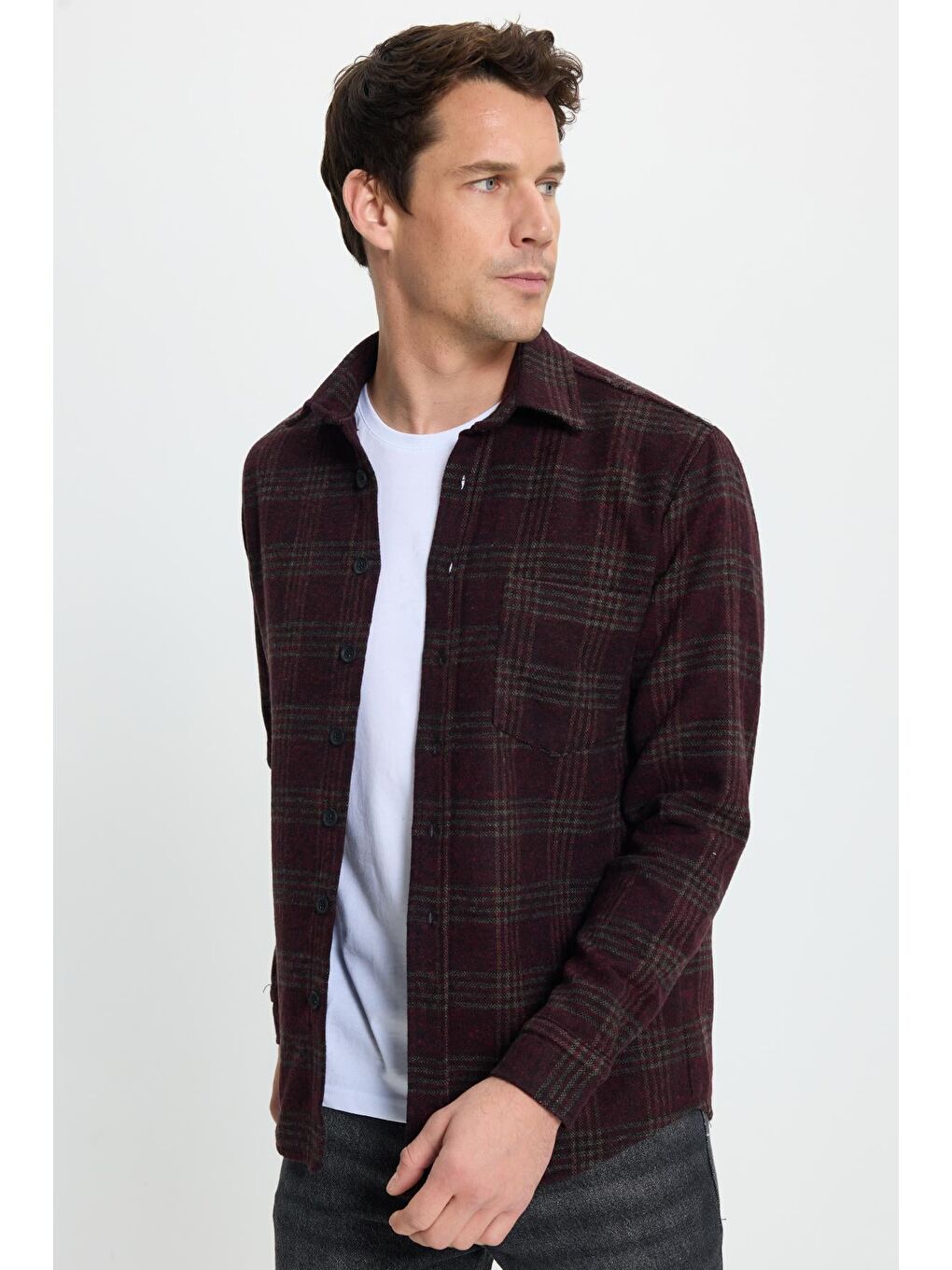 Karışık Erkek Regular Fit Klasik Kesim Büyük Kareli Tep Cepli Oduncu Gömlek-4