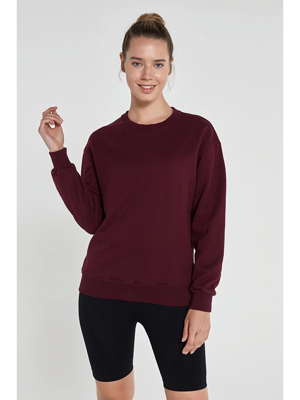 JERF Bordo Lydney Kadın Sıfır Yaka Sweatshirt Bordo