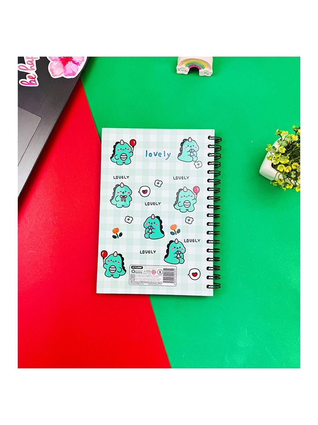 BAM HEDİYELİK EŞYA Dino Lovely Kawai Tasarımlı Spiralli Defter - 2