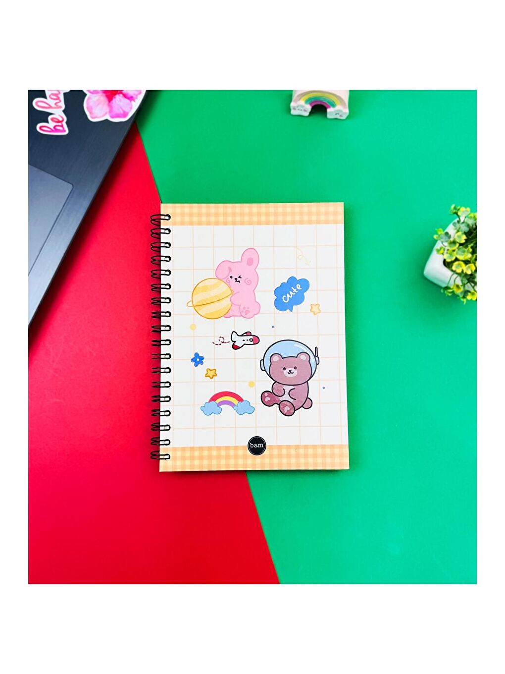 BAM HEDİYELİK EŞYA Bear Cute Tasarımlı Spiralli Defter