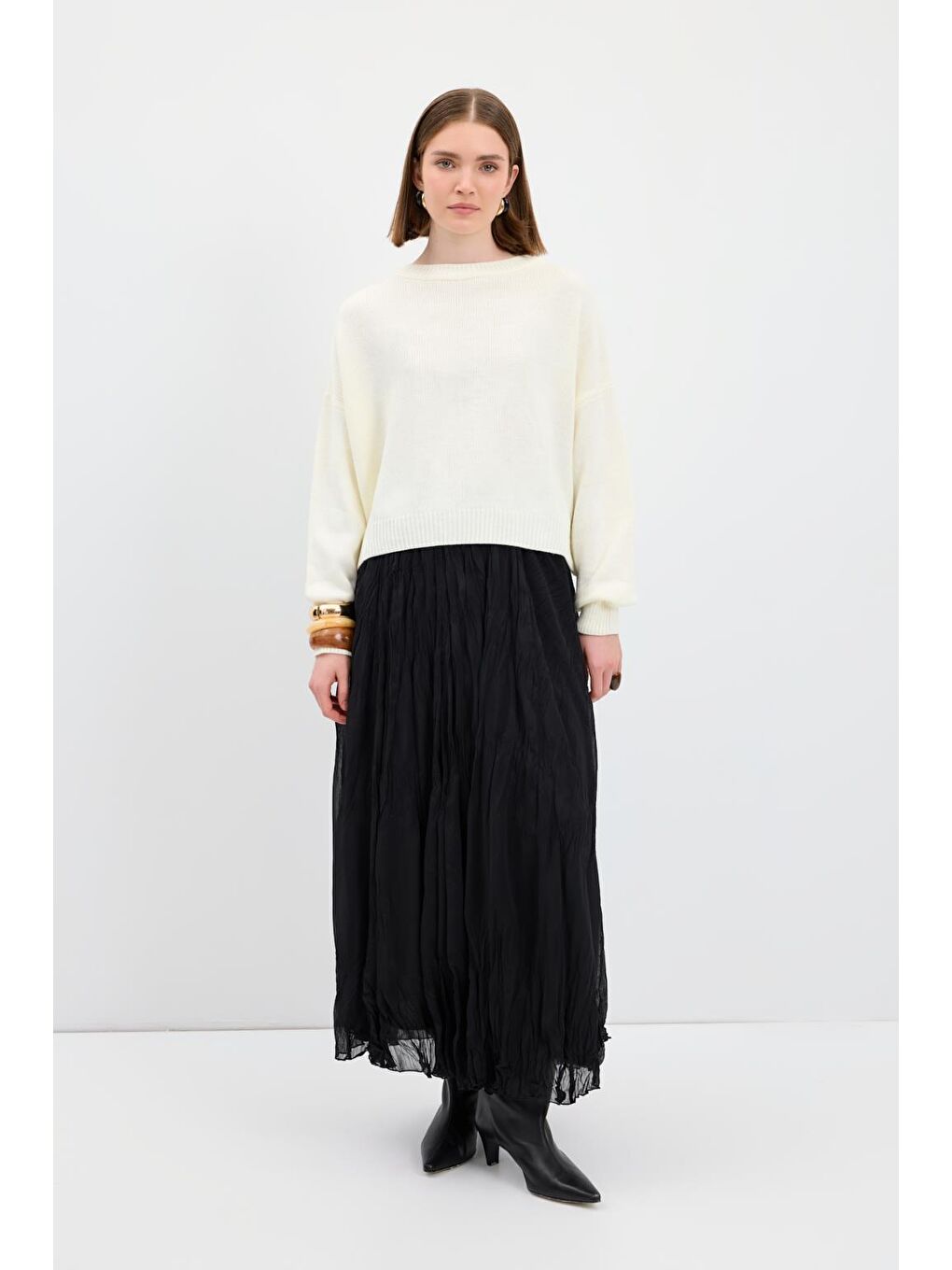 Ekru Basic Triko Kazak Kemik-1