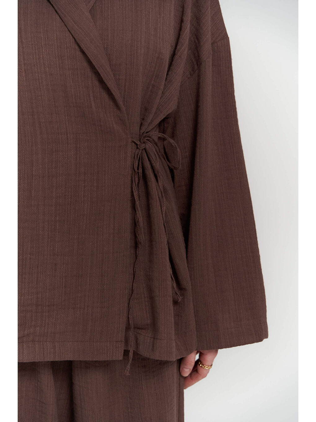 Kahverengi Anya Kahve Kimono Pantolon Takım-6