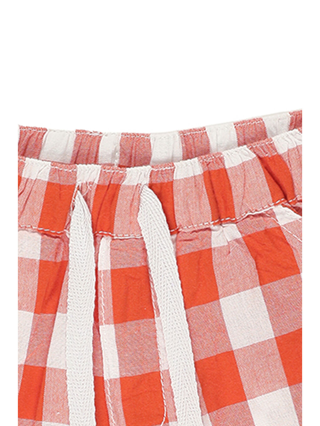 Turuncu Erkek Bebek Beli Lastikli Kareli Şort-1